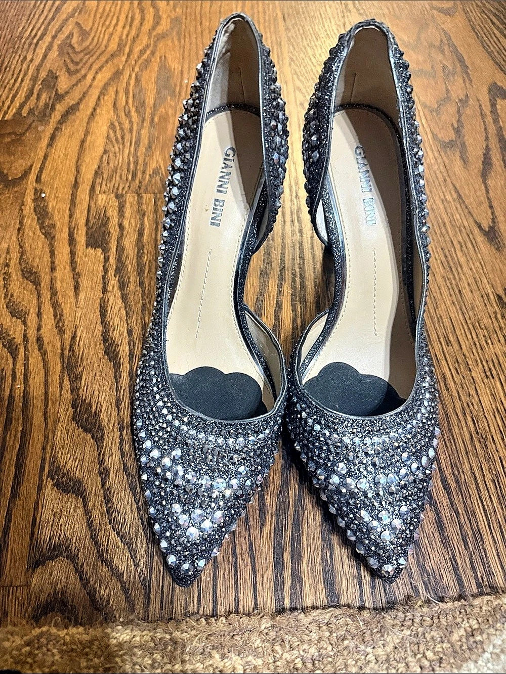 Gianni Bini Therry Rhinestone d'Orsay Stiletto Pumps Black & Silver US 8.5 M